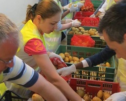 Sort out donated food for people in need in December